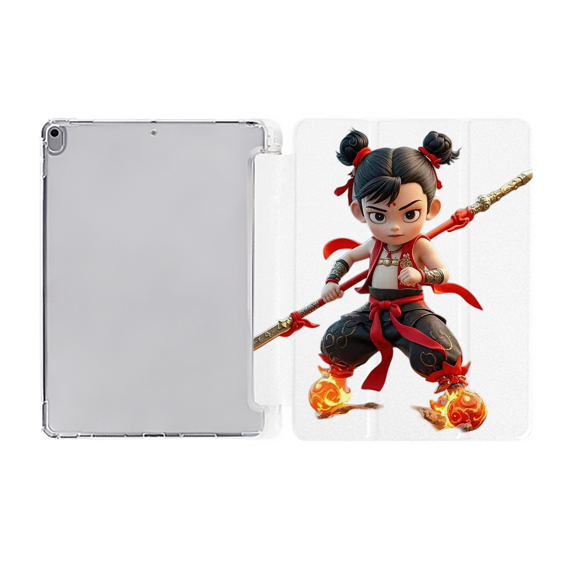 （画像用） Ne Zha 2 ナタ 魔童の大暴れ IPad ケース ペン収納付き 三つ折りスタンド PUレザー×シリコン 対応機種9.5/10.5/10.9インチ
